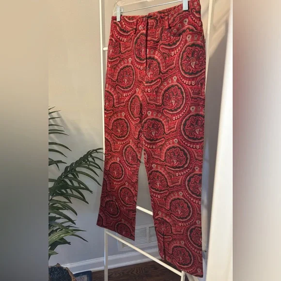 Etcetera Red Paisley Cotton Pants - Picture 3 of 16